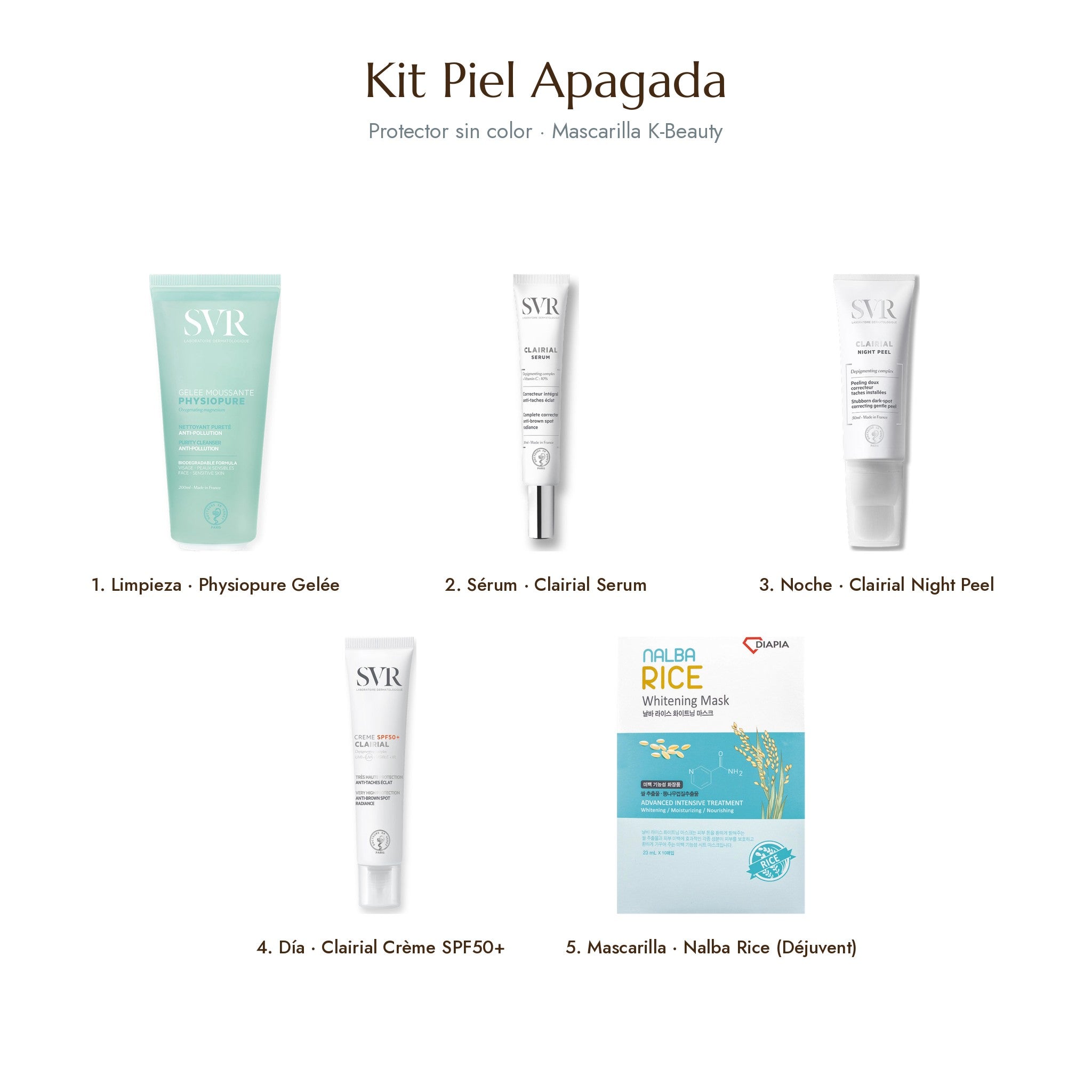Kit Piel Apagada · protector sin color y mascarilla Nalba Rice