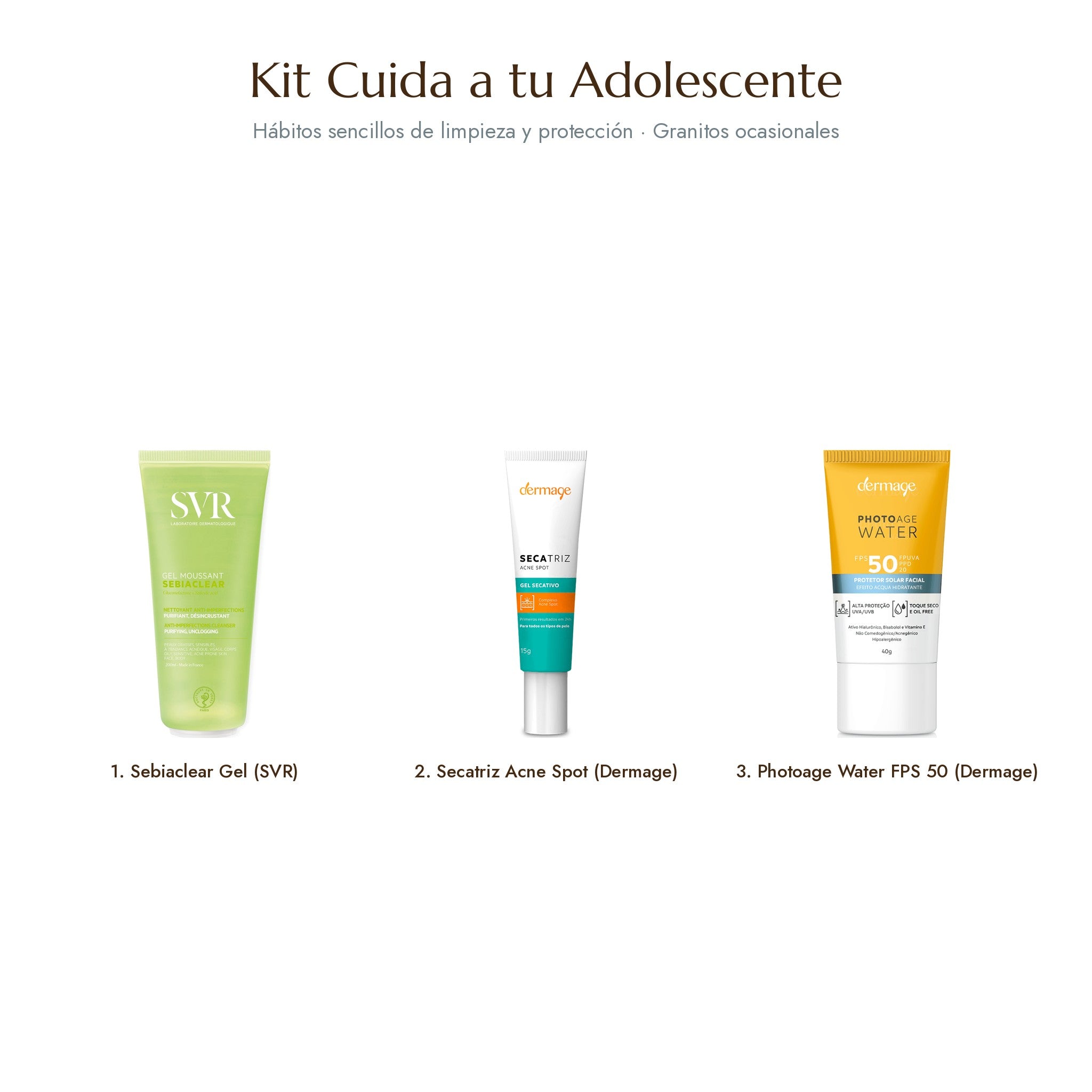 Kit Cuida a tu Adolescente · piel normal: SVR Physiopure Gelée y Dermage Photoage Water