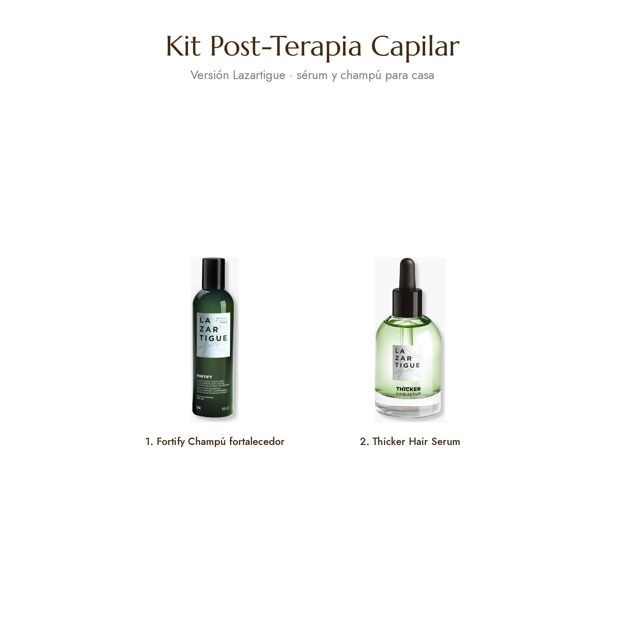 Kit Post-Terapia Capilar versión Lazartigue: Fortify y Thicker Hair Serum