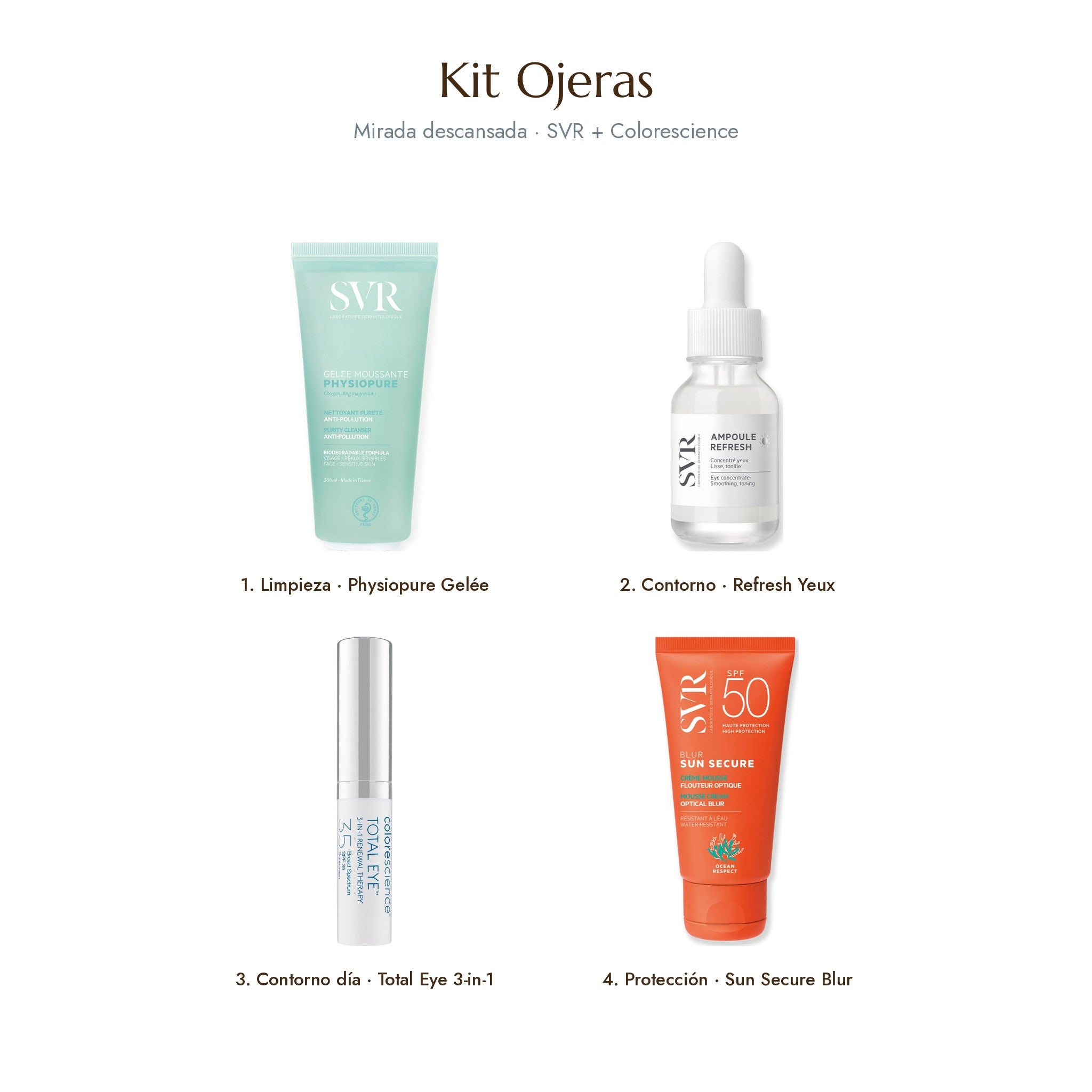 Kit Ojeras · rutina SVR y Colorescience paso a paso