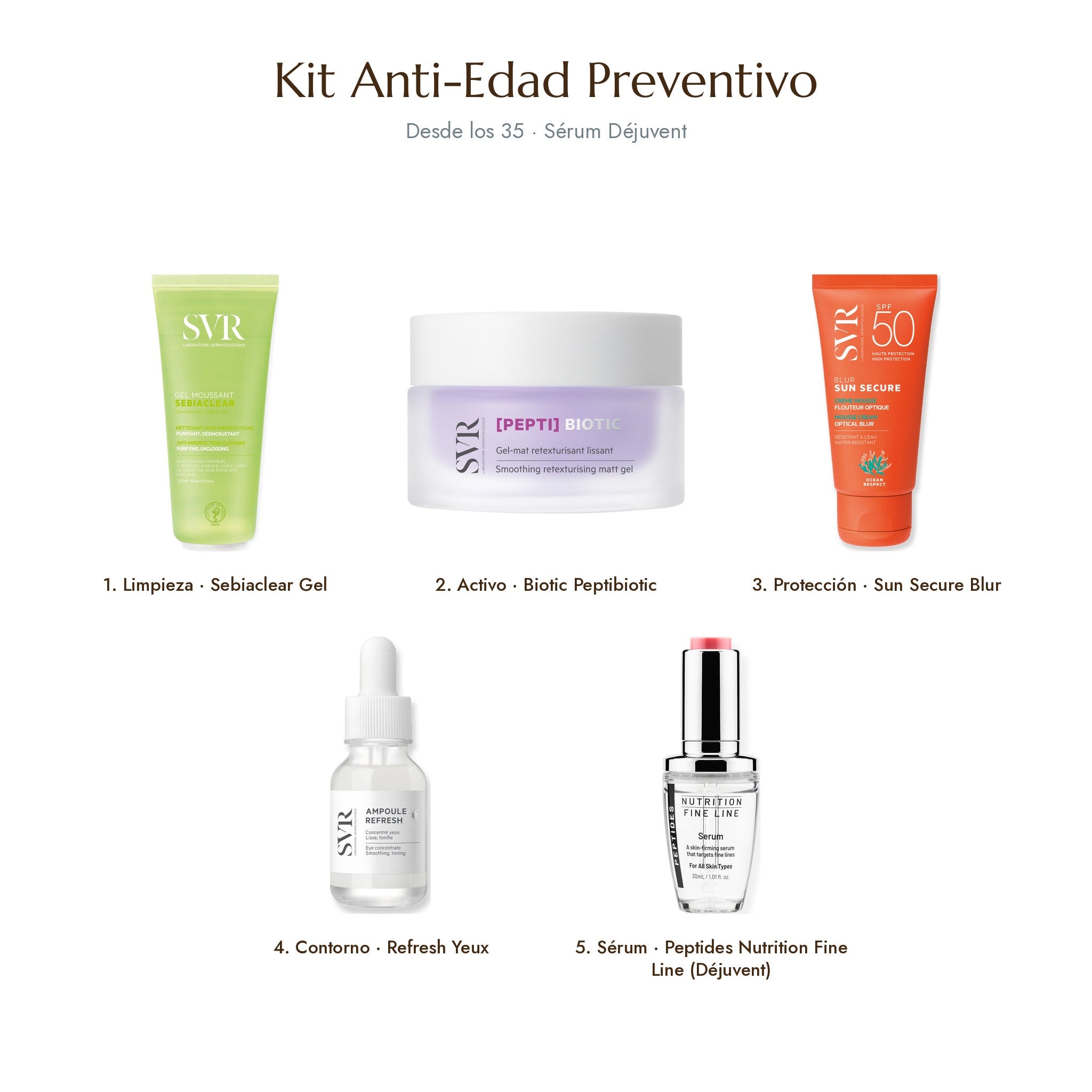 Kit Anti-Edad Preventivo con sérum Déjuvent Peptides Nutrition Fine Line